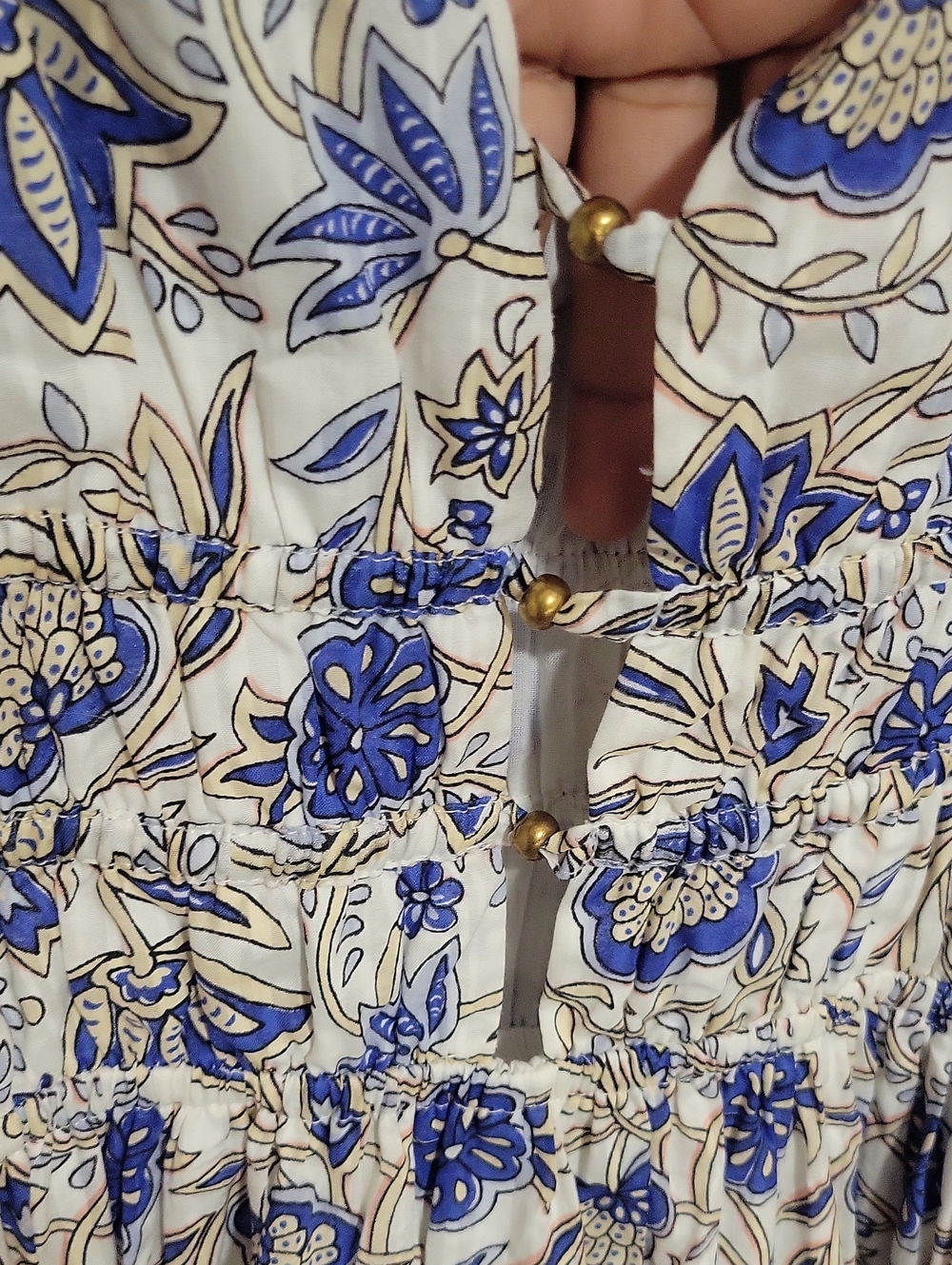 Caroline Constas White and Blue Floral Deep V Neckline Midi Dress Large - Picture 4 of 8